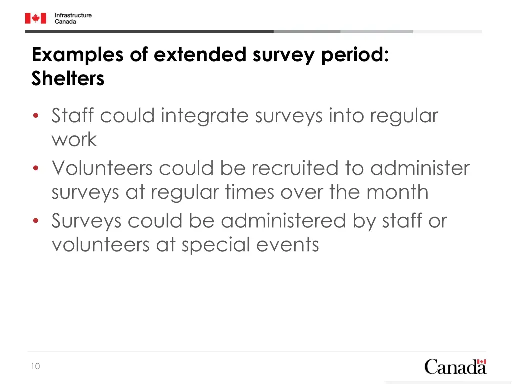 examples of extended survey period shelters