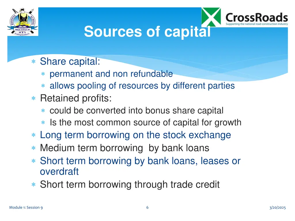 sources of capital