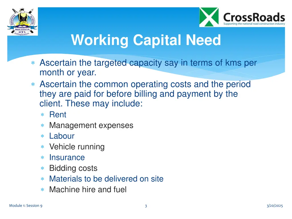 working capital need