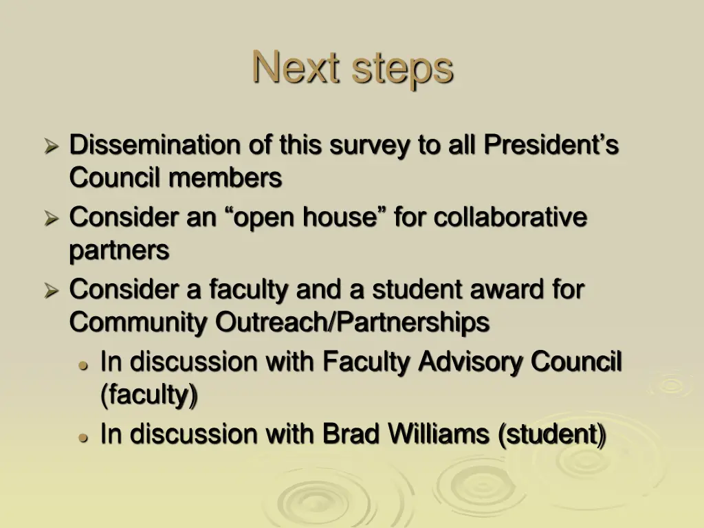 next steps