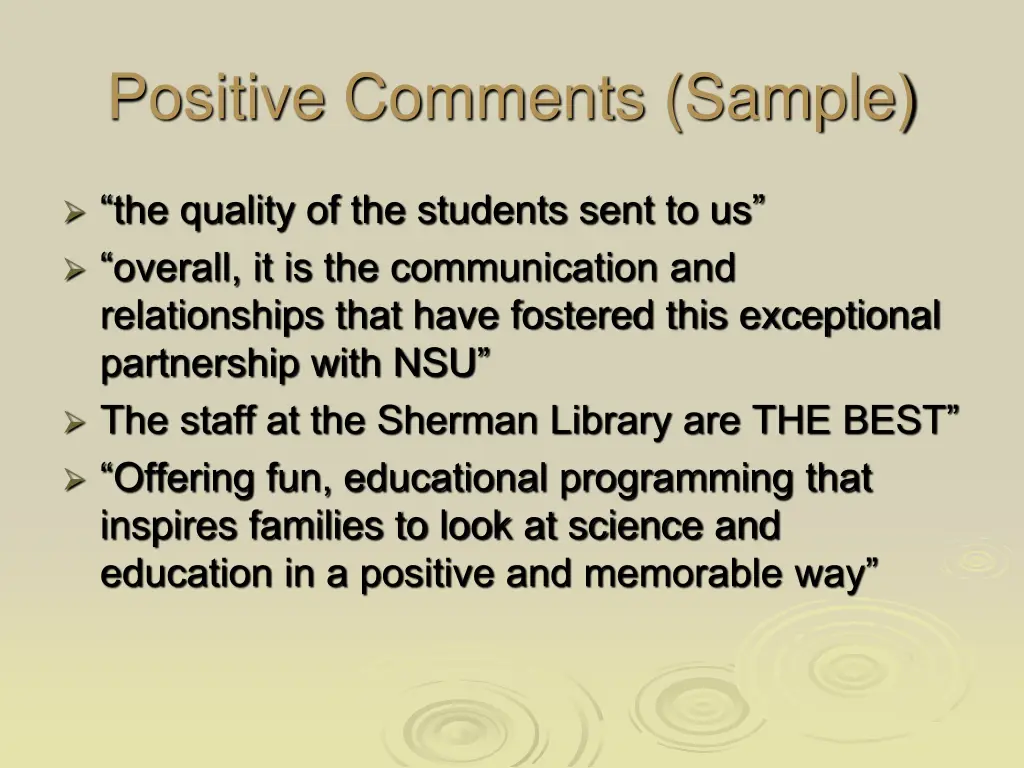 positive comments sample