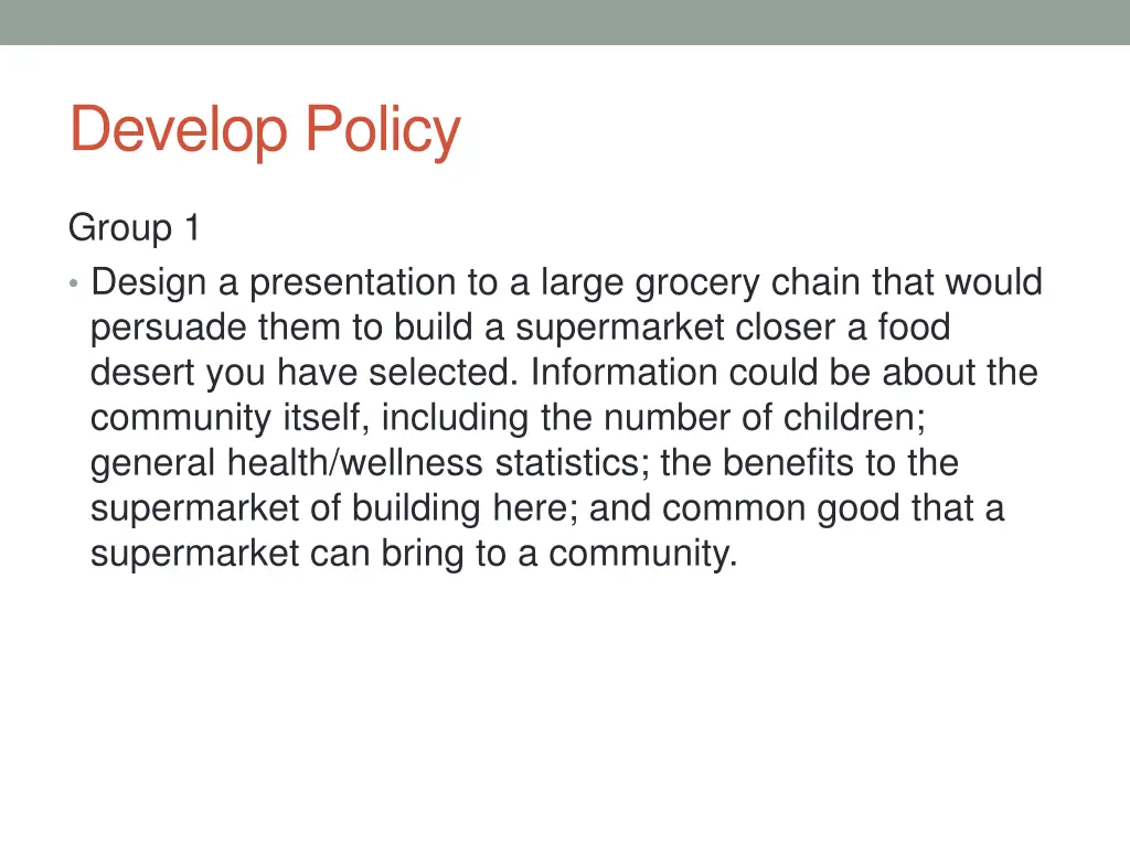 develop policy