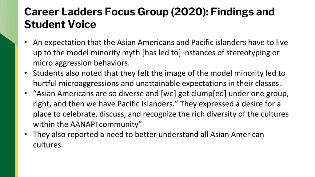 career ladders focus group 2020 findings