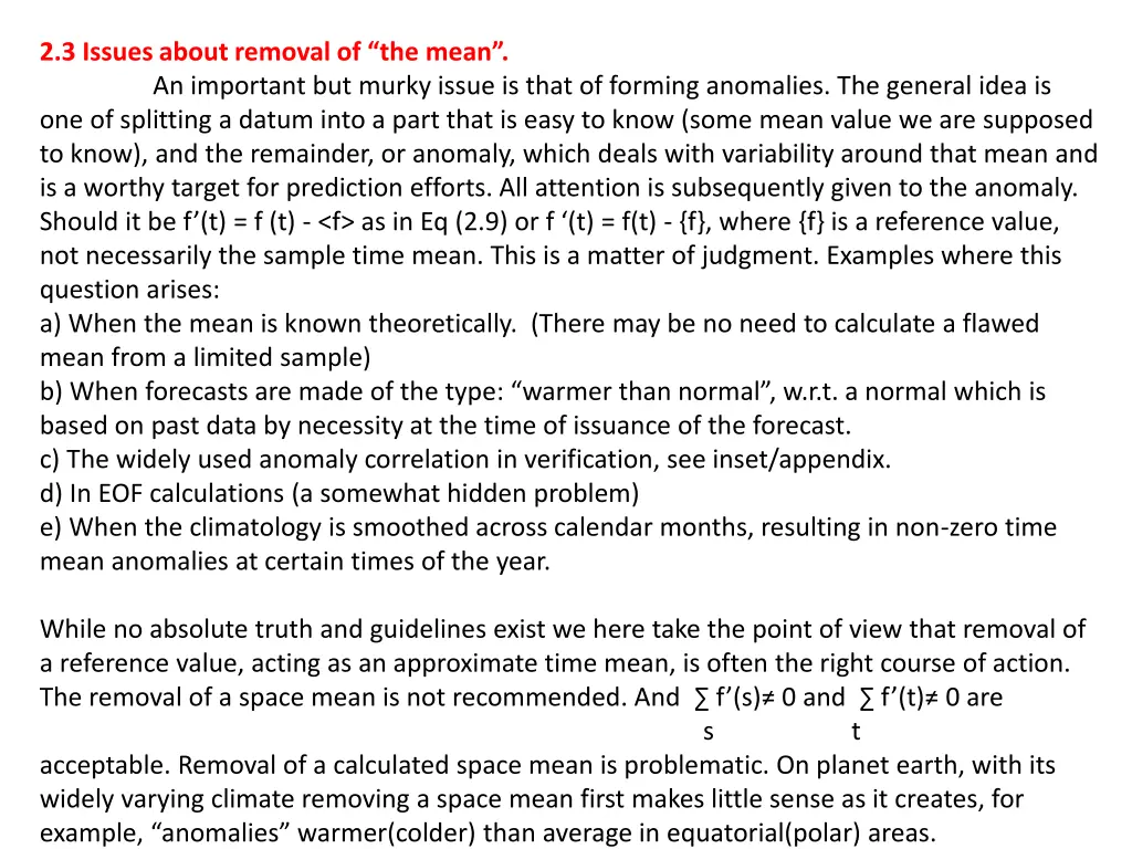 2 3 issues about removal of the mean an important