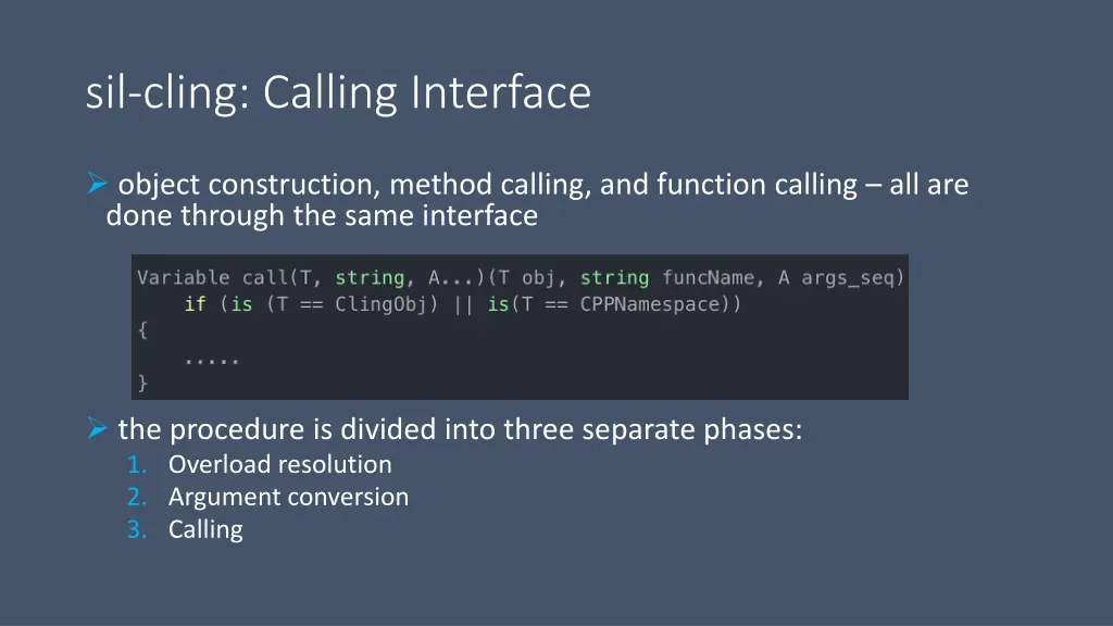 sil cling calling interface
