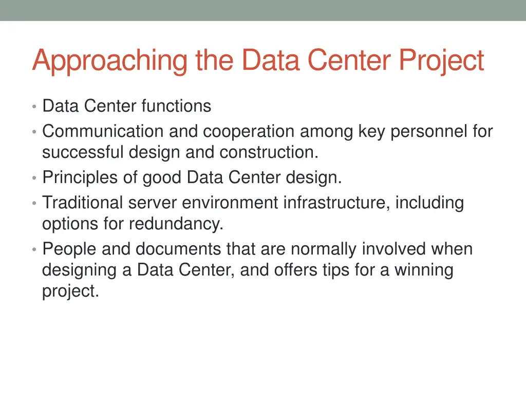 approaching the data center project