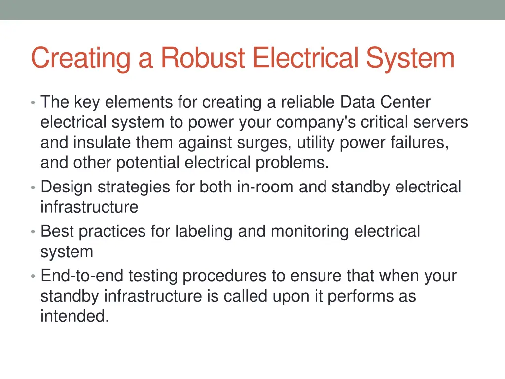creating a robust electrical system