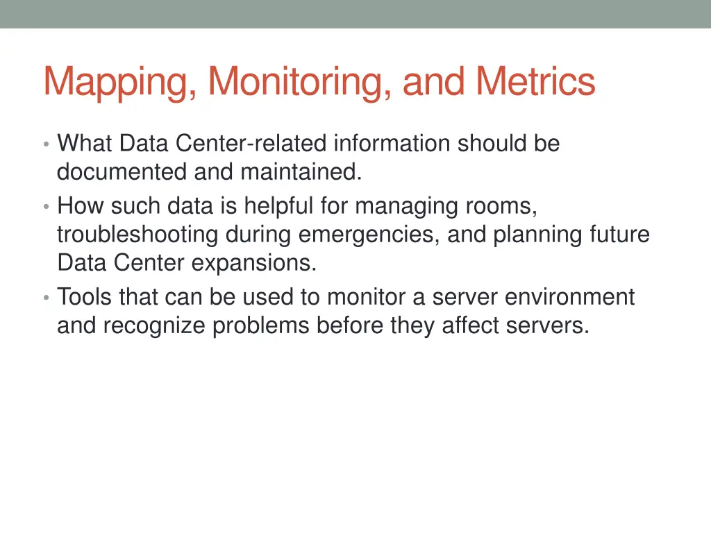 mapping monitoring and metrics