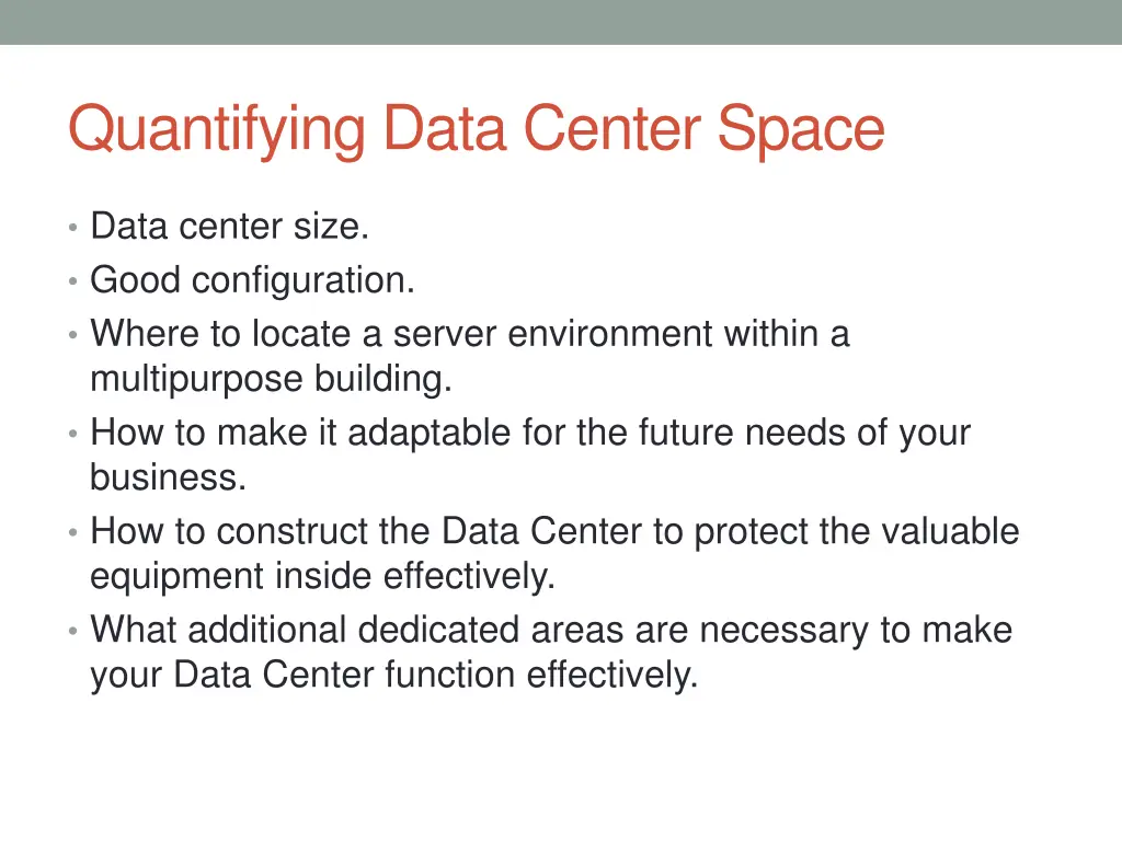 quantifying data center space