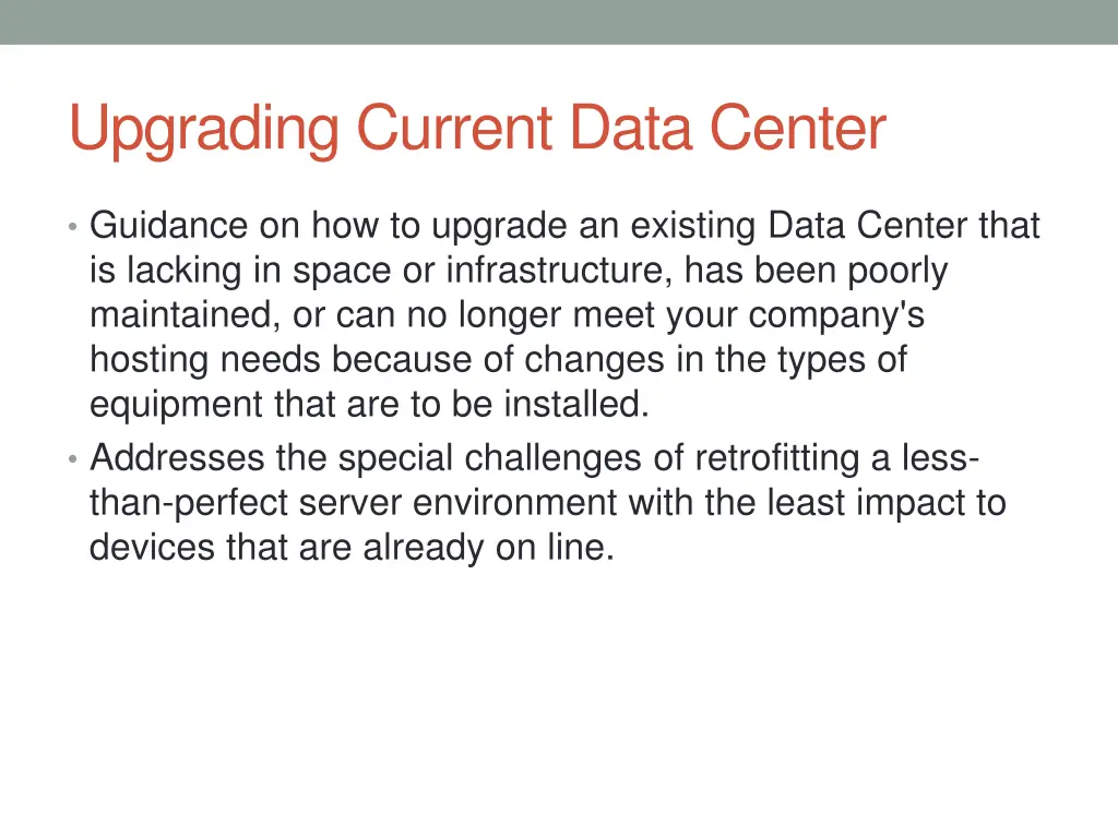 upgrading current data center
