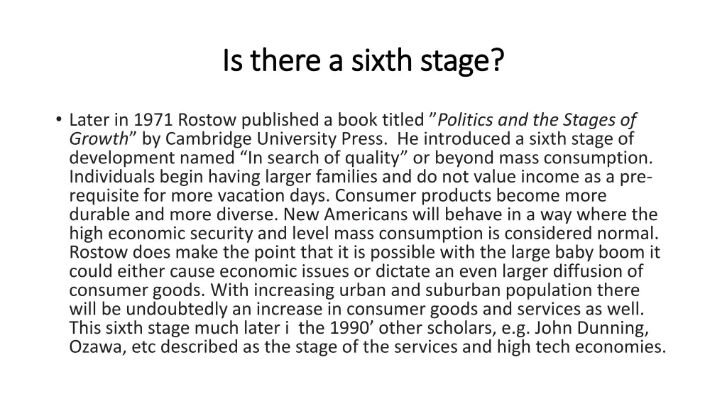 is there a sixth stage is there a sixth stage