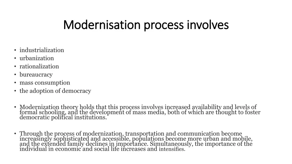 modernisation process involves modernisation