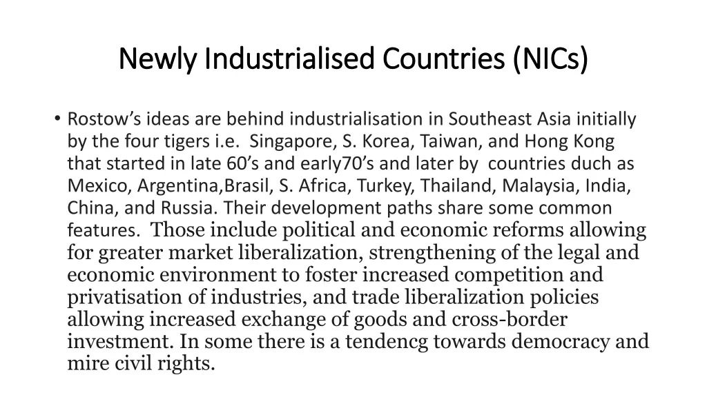 newly industrialised countries nics newly
