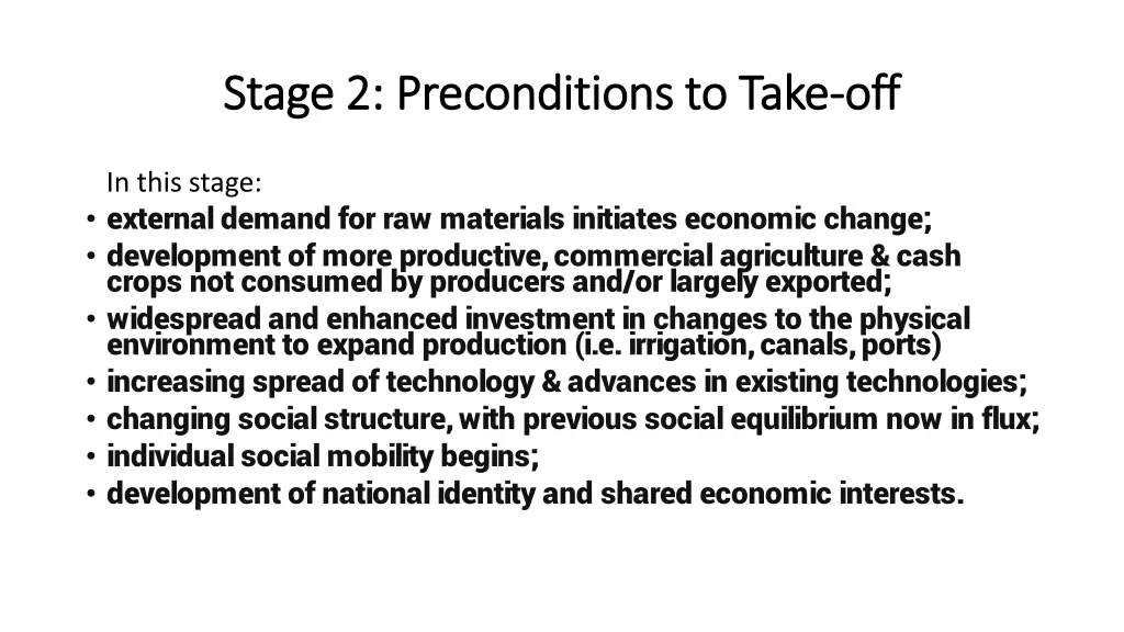 stage 2 preconditions to take stage
