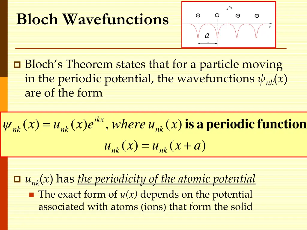 bloch wavefunctions 1