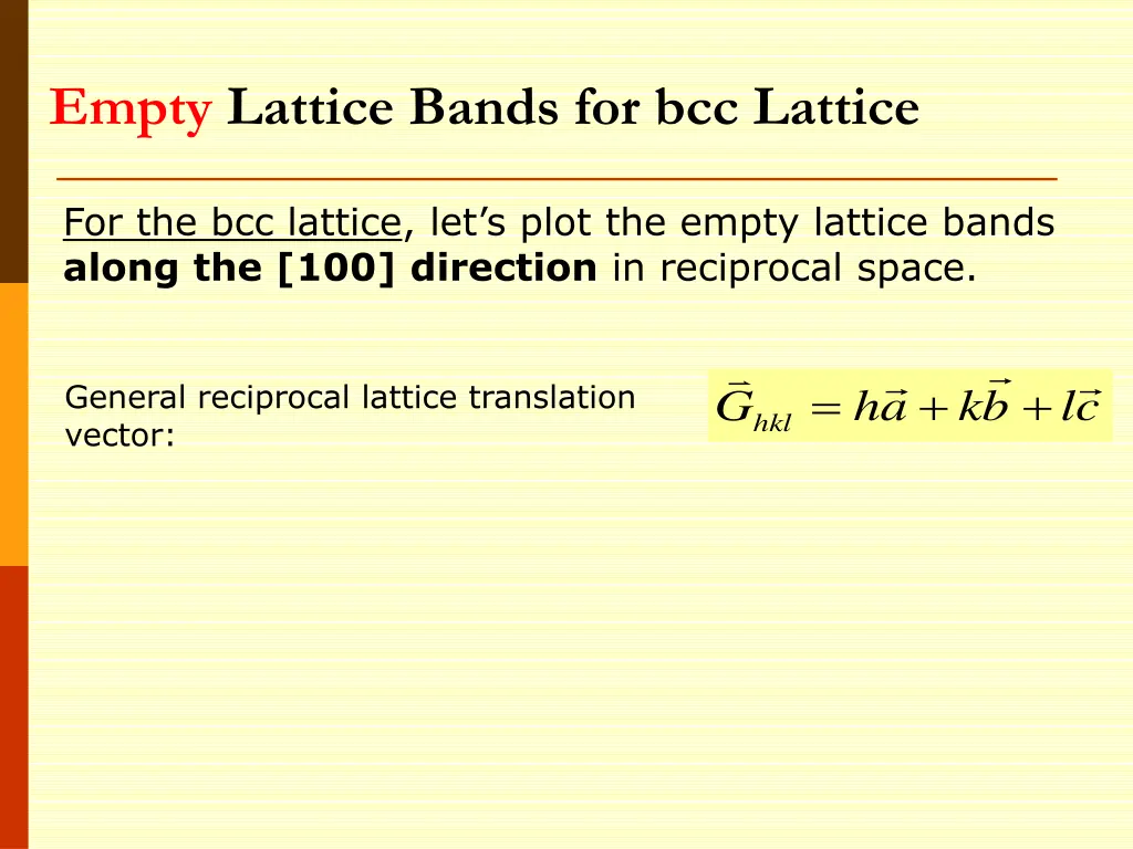 empty lattice bands for bcc lattice 1