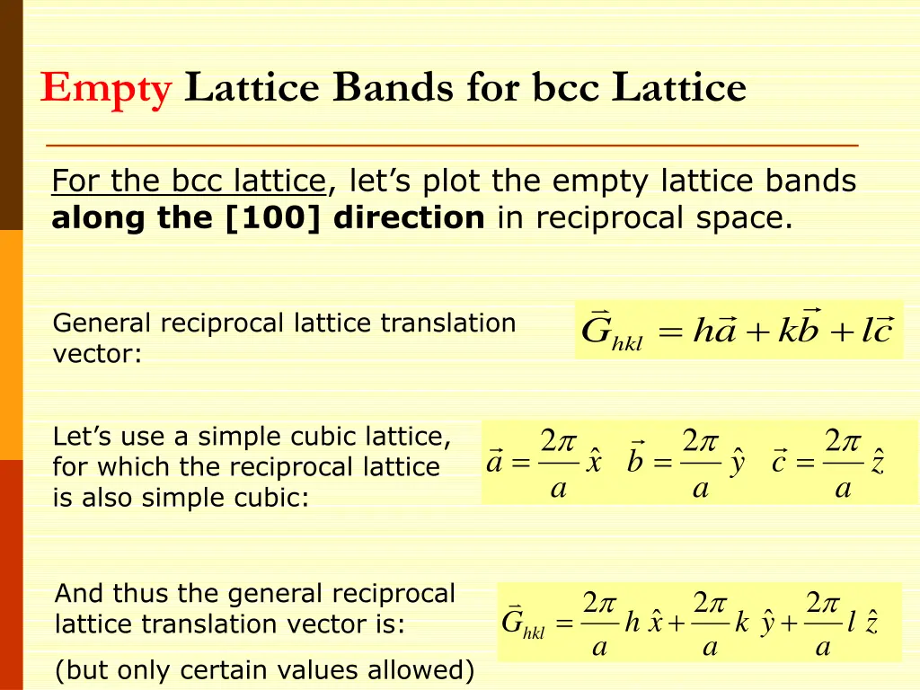 empty lattice bands for bcc lattice 2