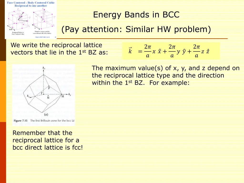 energy bands in bcc