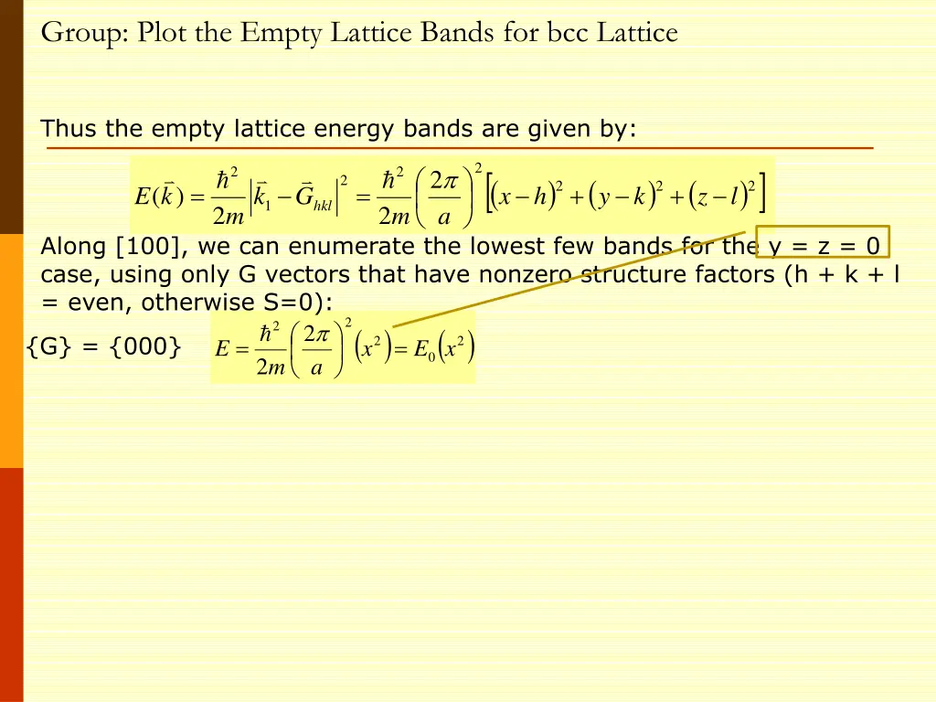 group plot the empty lattice bands for bcc lattice 2