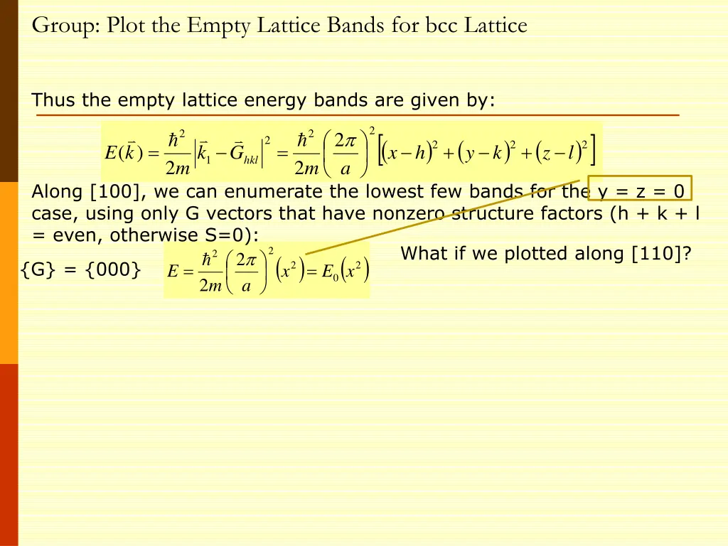 group plot the empty lattice bands for bcc lattice 3