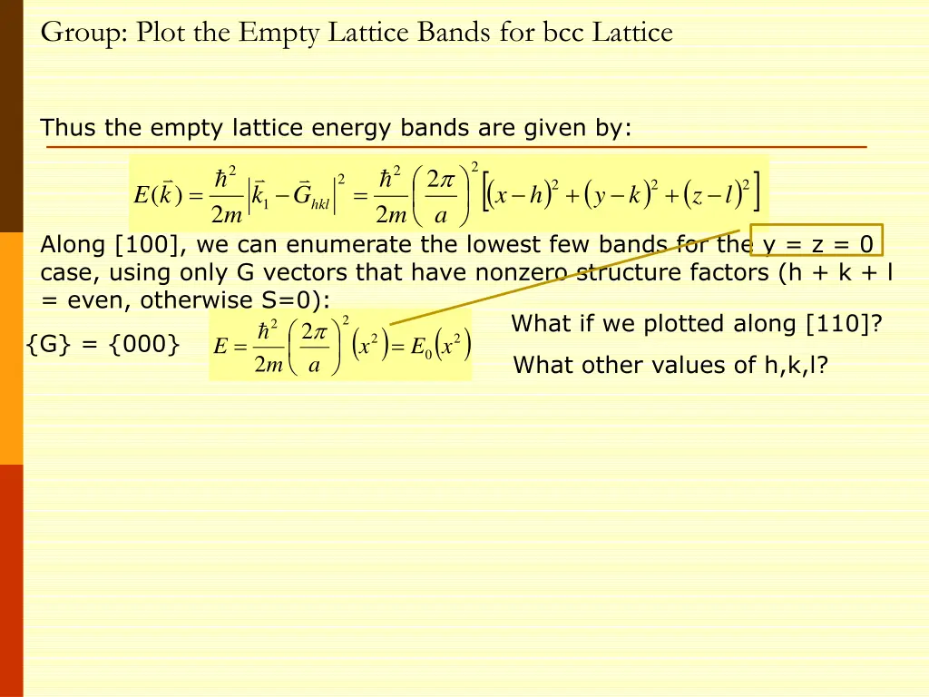 group plot the empty lattice bands for bcc lattice 4