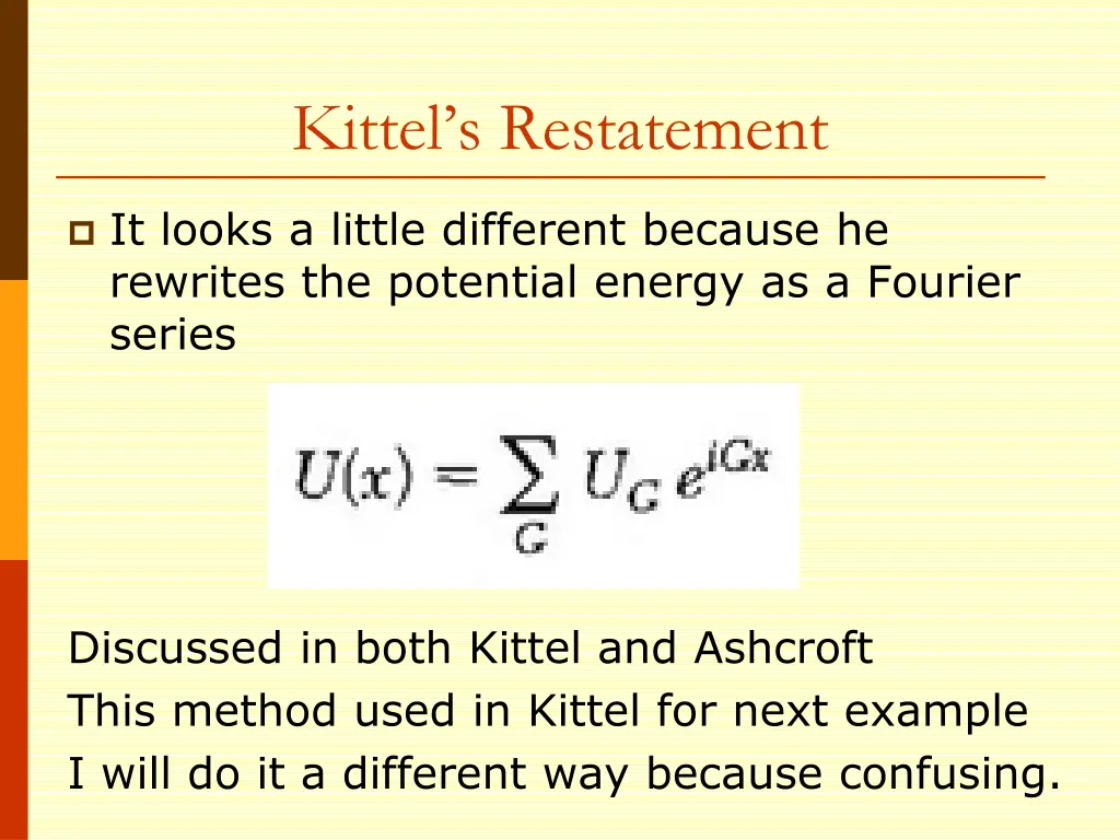 kittel s restatement
