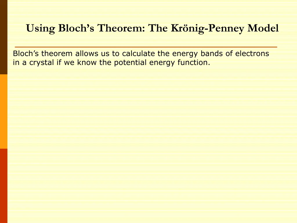 using bloch s theorem the kr nig penney model