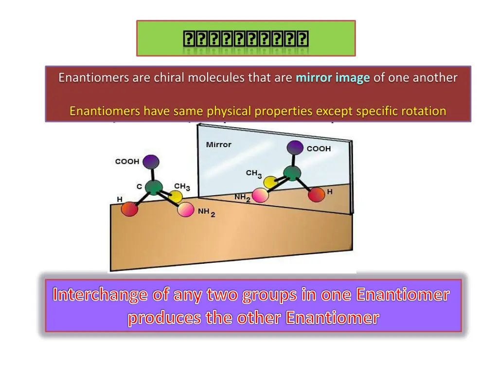 interchange of any two groups in one enantiomer