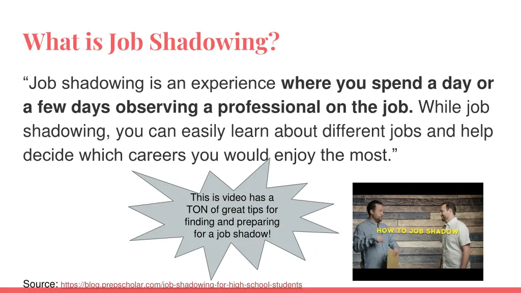 what is job shadowing