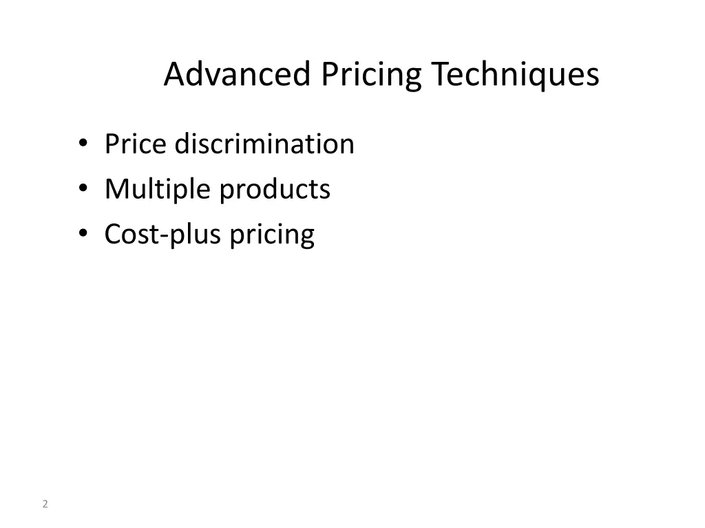advanced pricing techniques