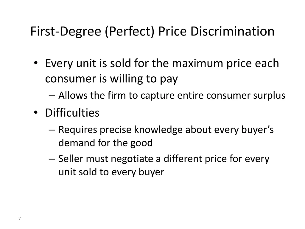 first degree perfect price discrimination