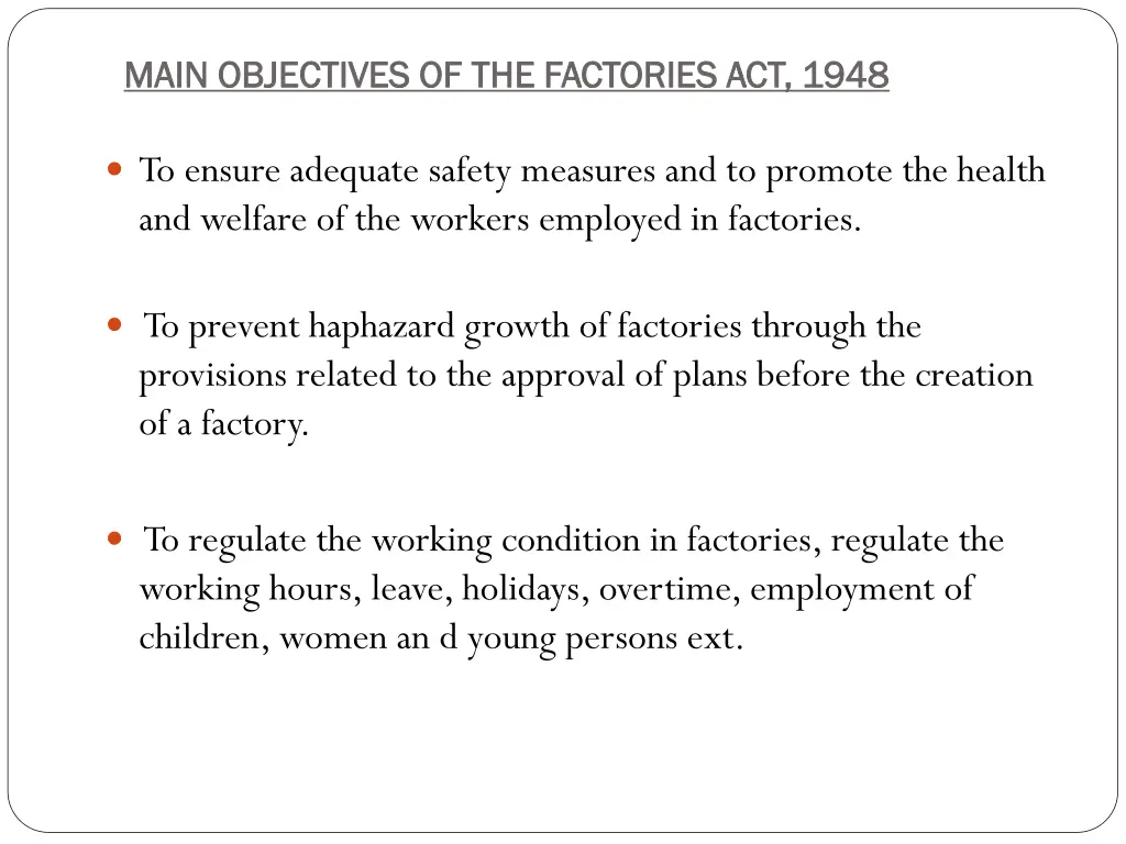 main objectives of main objectives