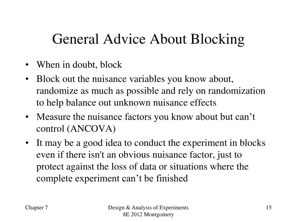 general advice about blocking