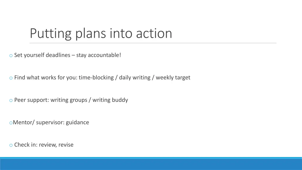 putting plans into action