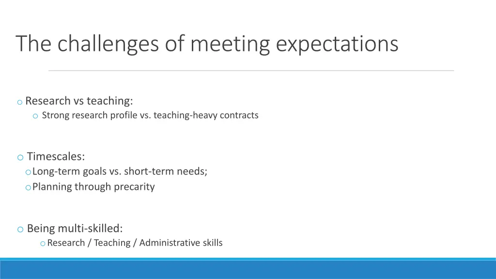 the challenges of meeting expectations