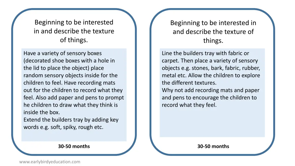 beginning to be interested in and describe
