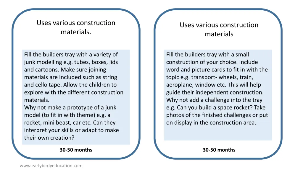 uses various construction materials
