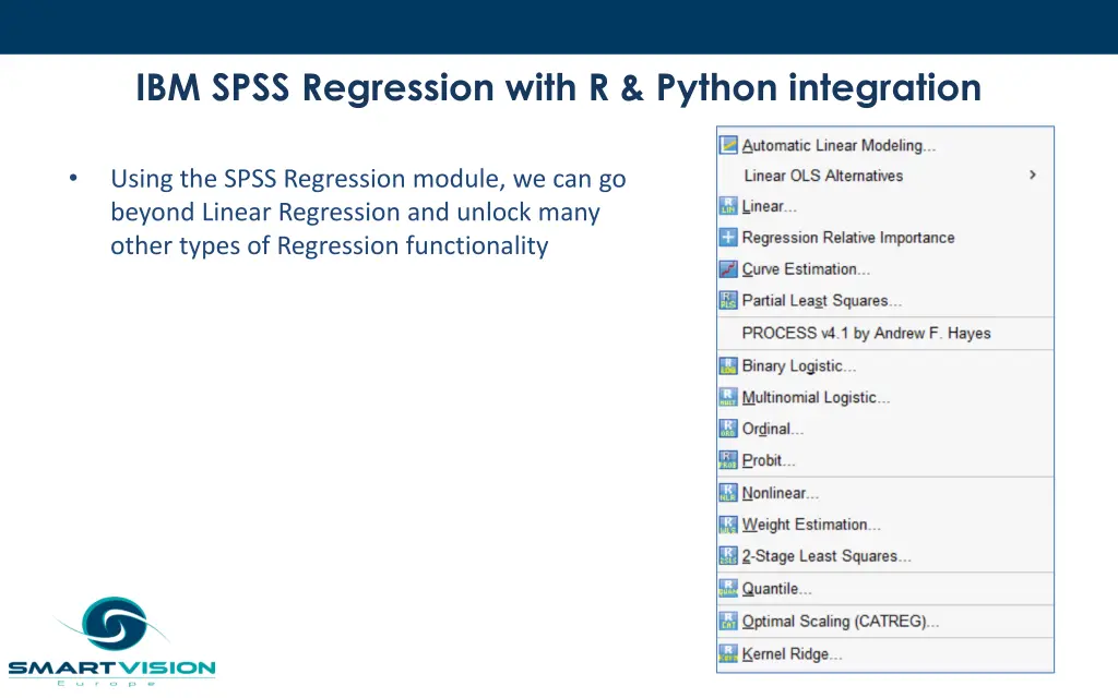 ibm spss regression with r python integration