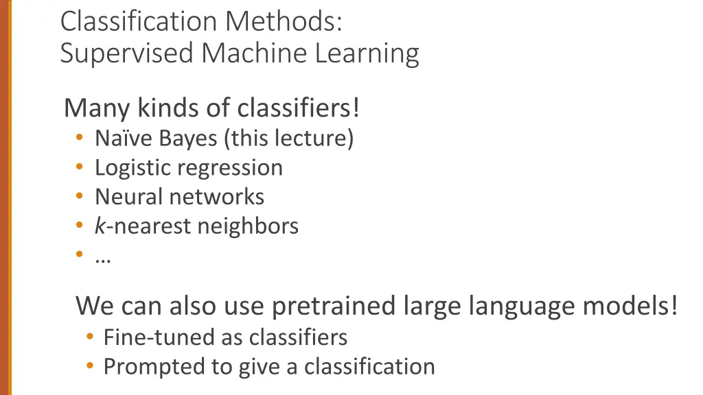 classification methods supervised machine learning