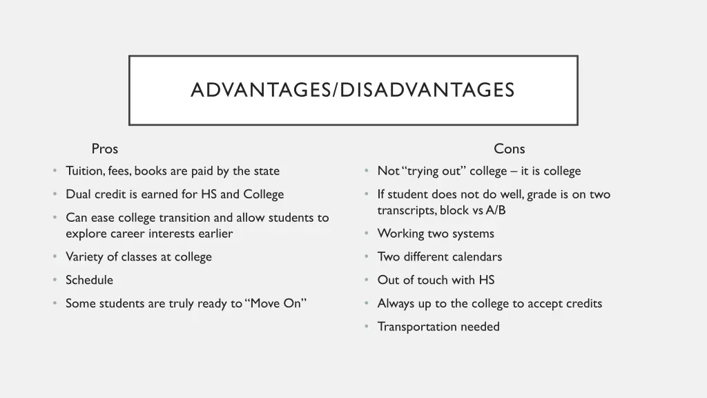 advantages disadvantages