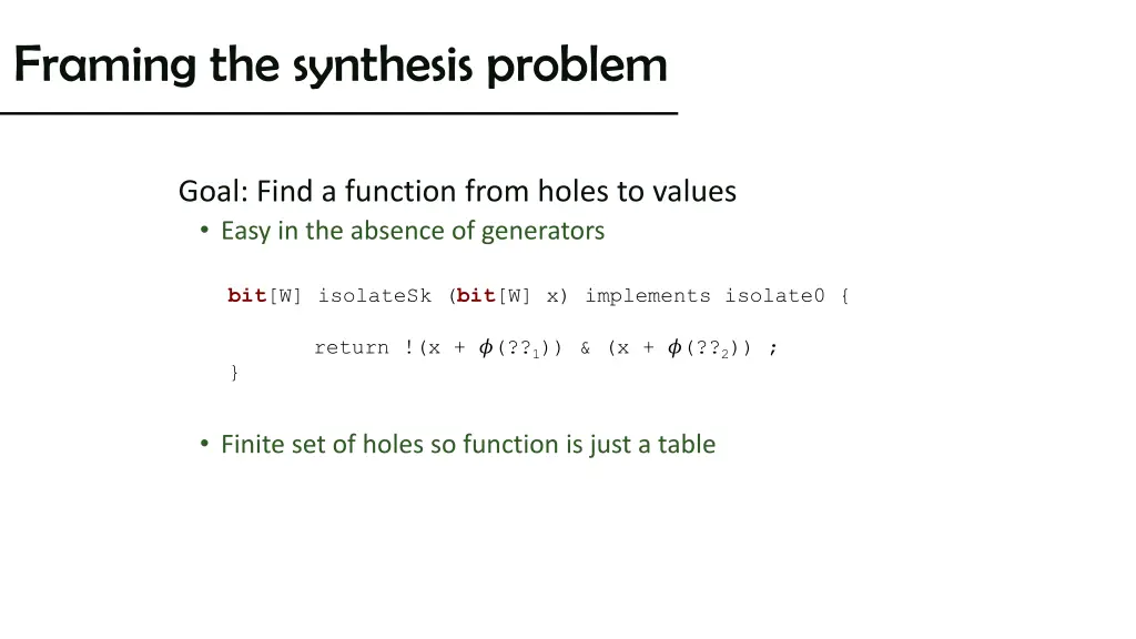 framing the synthesis problem 1