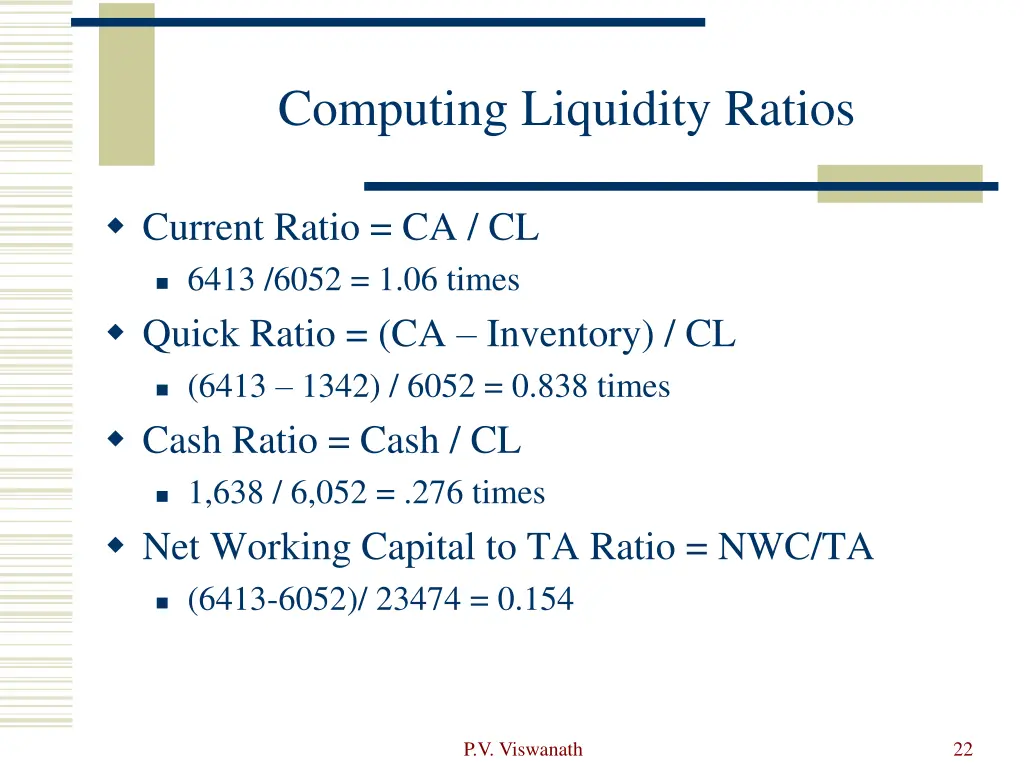 computing liquidity ratios
