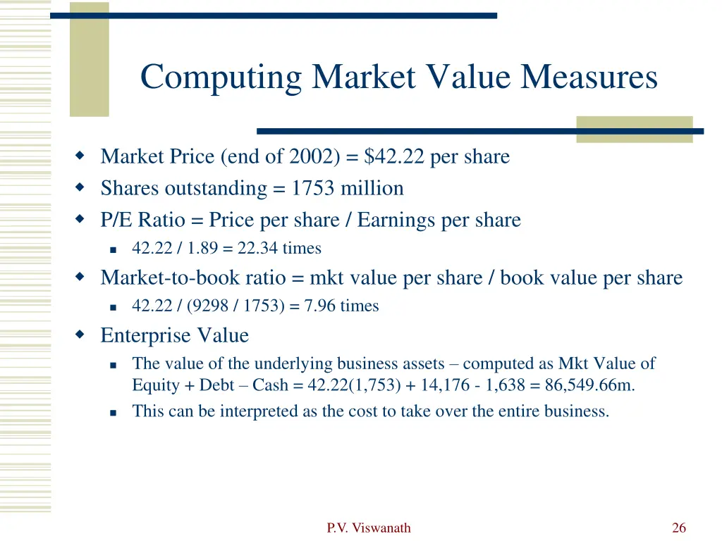 computing market value measures