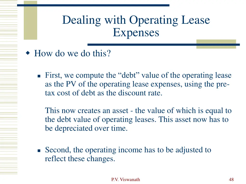 dealing with operating lease expenses