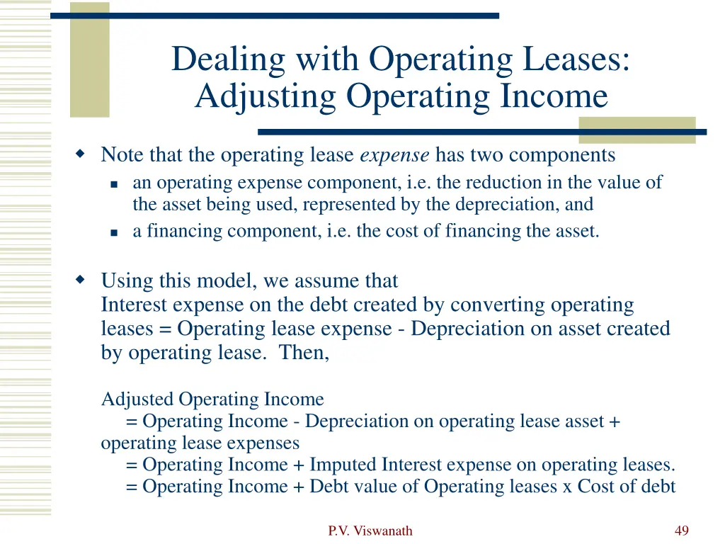 dealing with operating leases adjusting operating