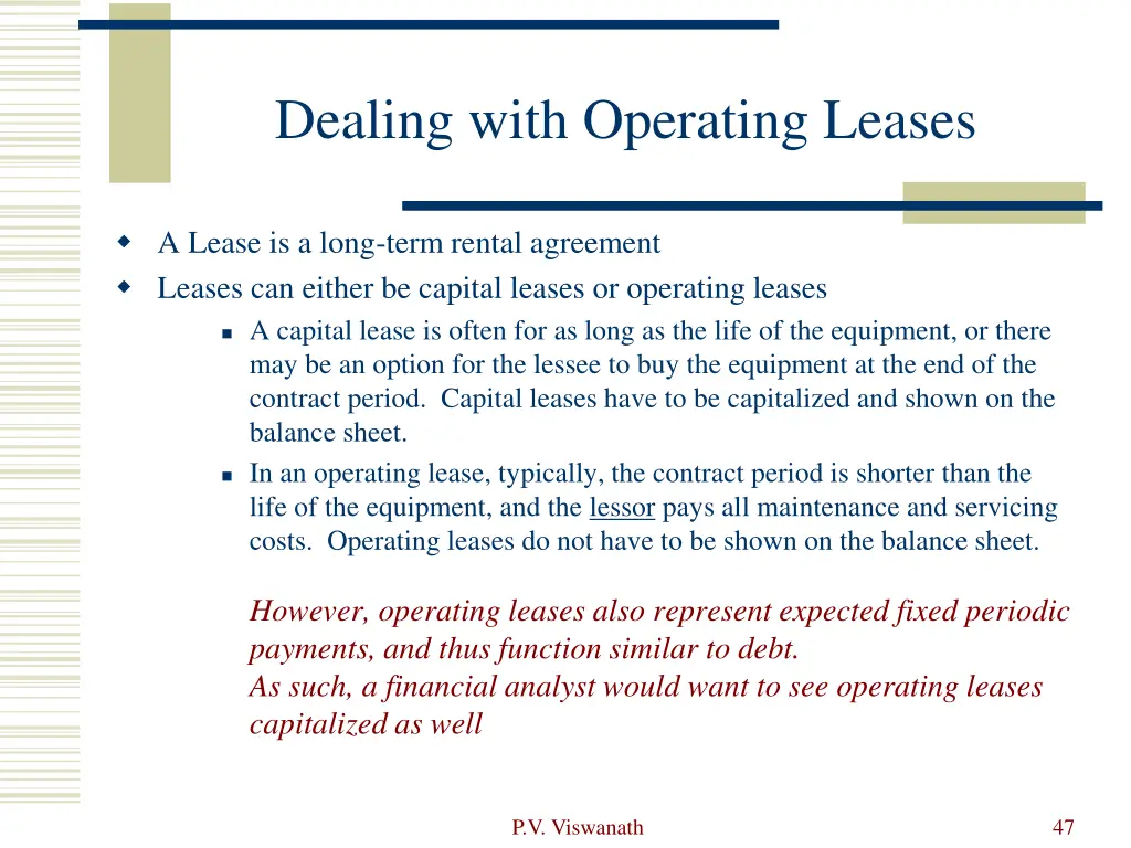 dealing with operating leases