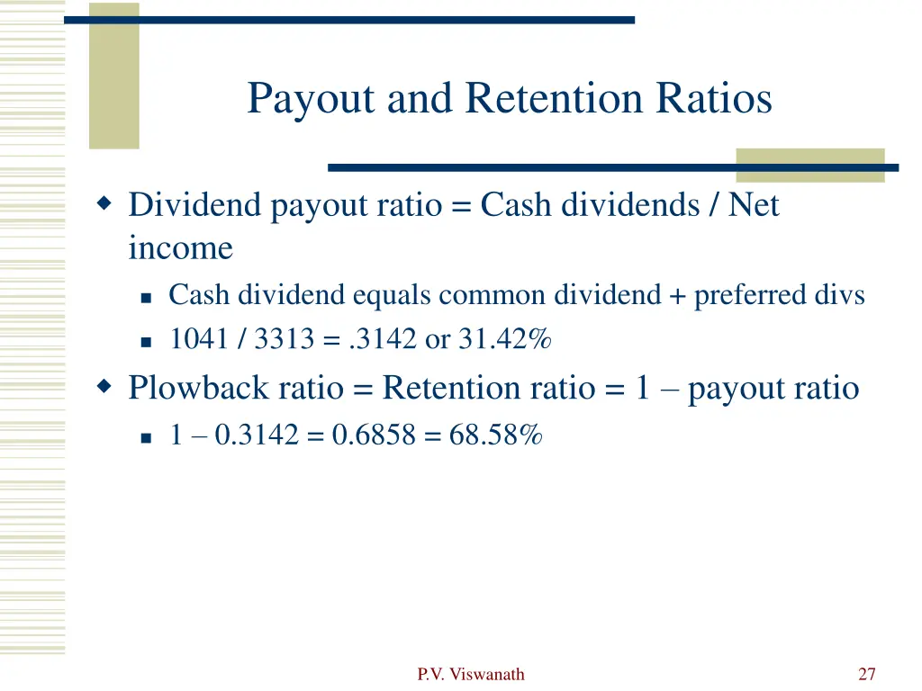 payout and retention ratios