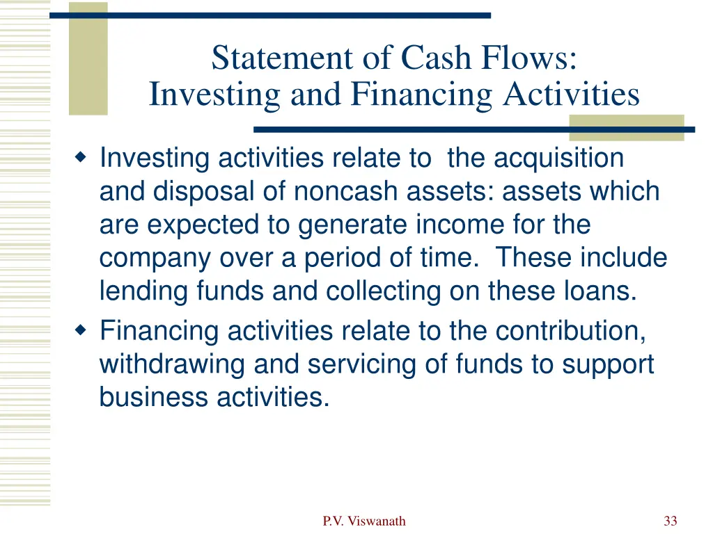 statement of cash flows investing and financing