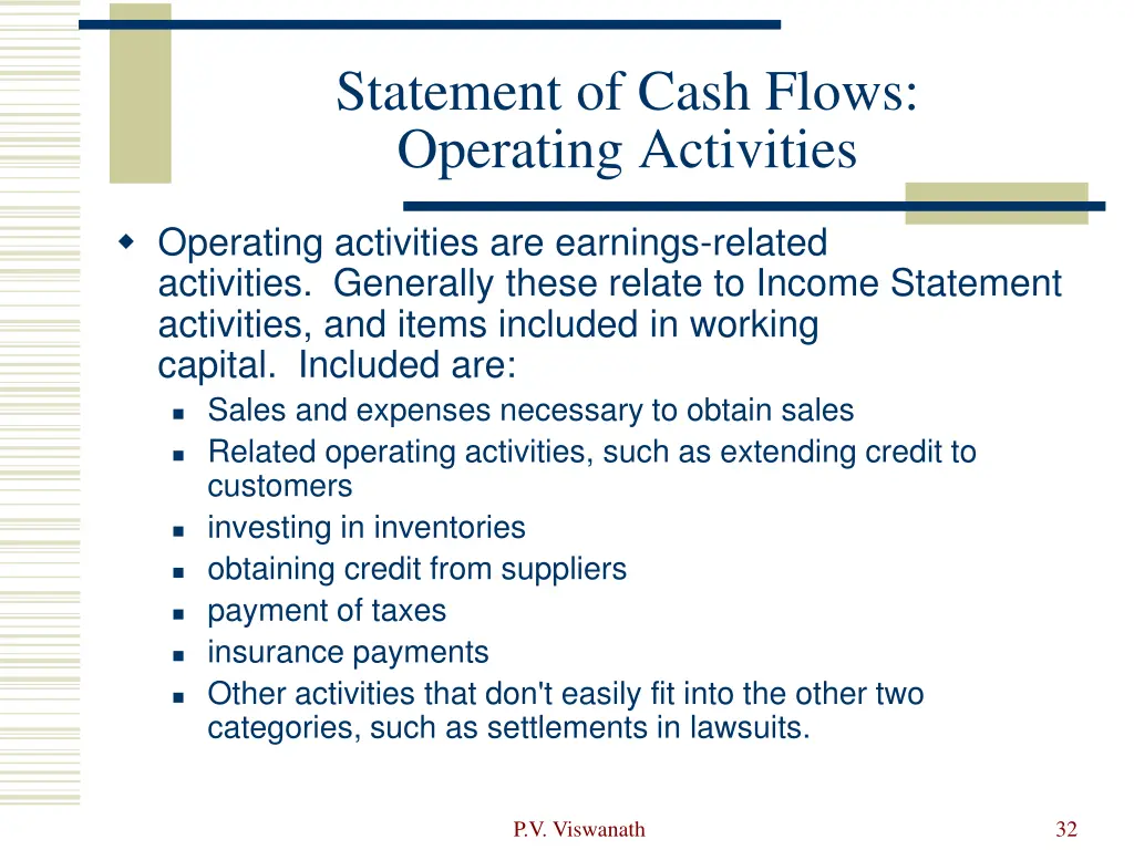 statement of cash flows operating activities