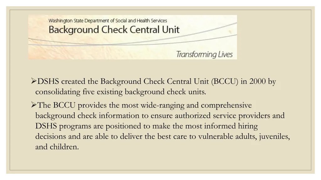 dshs created the background check central unit